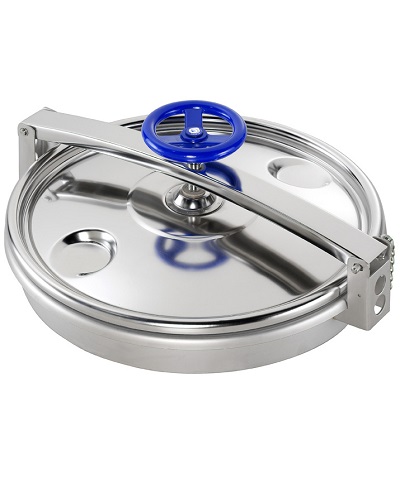 9402.270 Round Inspection Cover 270
Cover opening outwards
Material: 1.4307 (304L)
Pressure range: +0,1 bar
Outside Neck diameter: Ø518mm
Tolerance ISO2768 cL: ±2.0mm
Welding Neck height: 75mm
Welding Neck thickness: 3,0mm
Cover thickness: 2,0mm
1x Plastic Handwheel MEC/151
EPDM gasket (FDA) G/TR500
Finish Neck: Grinded/Pickled
Finish Cover: Electropolished