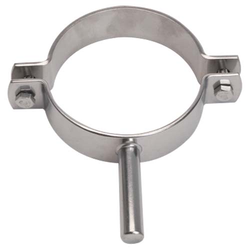 735000101 Set of 2 half pipe clamps
for tube size Ø 12 ~ 13mm
with shank Ø 8mm
from strip-steel 20 x 3,0mm
with M6 bolts and nuts
Material: AISI 304 Polished