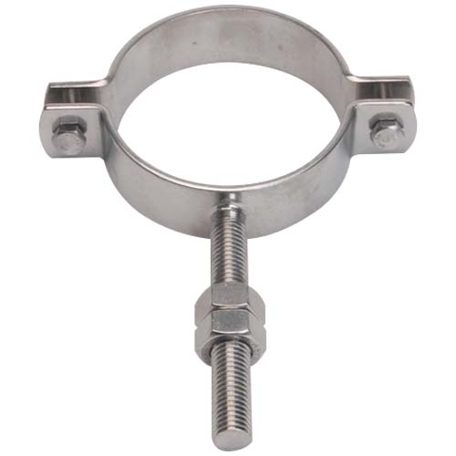 736000101 Set of 2 half pipe clamps
for tube size Ø 12 ~ 13mm
with threaded shank Ø 8mm
from strip-steel 20 x 3,0mm
with M6 bolts and nuts
Material: AISI 304 Polished