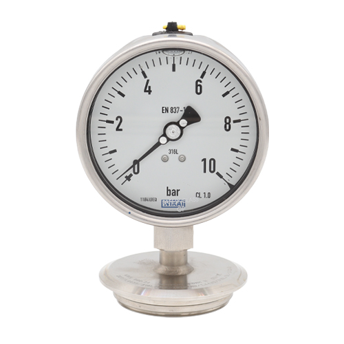 908020021010 With Varivent connection N (68,0mm)
Case: Stainless steel 304 / Ø100mm
Material product side:316L
Pressure range: 0-10 bar
Accuracy: Class 1.0%
Case filling: glycerin
with laminated safety glass
Stainless steel 316 separation membrane