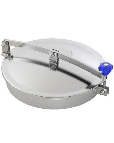 9402.T1/400 Round Manhole Cover T1/400
Opening outwards: hinge/swivel
Material: 1.4307 (304L)
Pressure range: pressureless
Outside Neck diameter: Ø404mm
Tolerance: ISO2768 cL: ±2.0mm
Welding Neck height: 65mm
Welding Neck thickness: 2,0mm
Cover thickness: 2,0mm
1x Plastic Handwheel MEC/60
EPDM gasket (FDA) G/T400
Finish Neck: Grinded/Pickled
Finish Cover: Electropolished